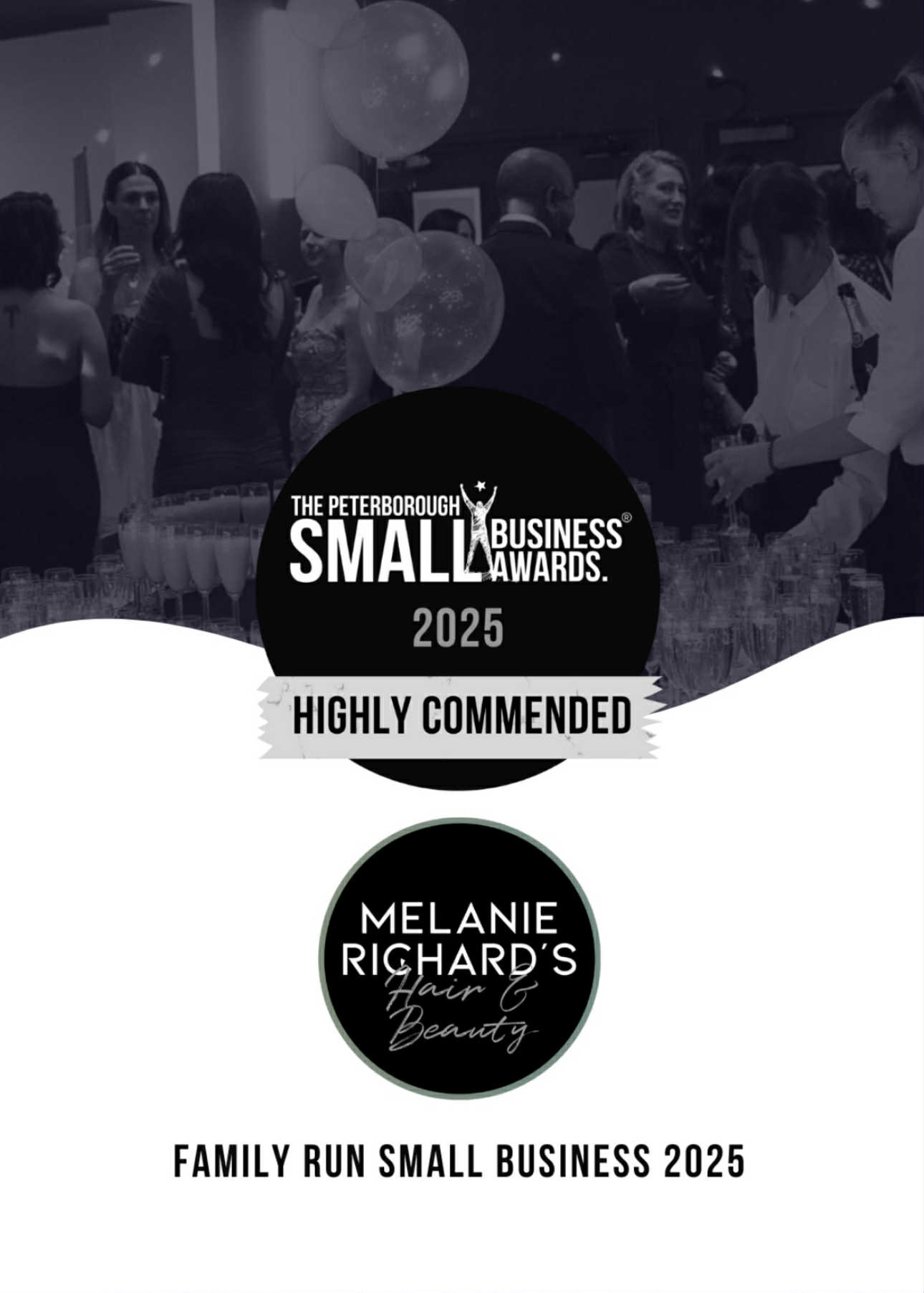 Melanie Richard's Hair & Beauty Salon won the Best Hairdressing Small Business Award at the Peterborough Small Business Awards Melanie Richard's Hair & Beauty Salon won the Best Hairdressing Small Business Award at the Peterborough Small Business Awards