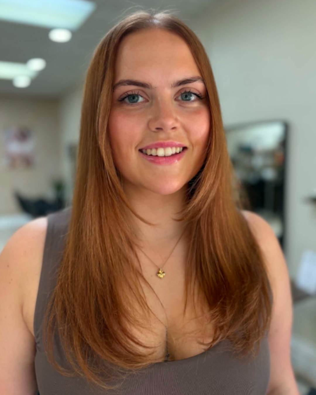 after picture of copper weft extensions fitted at melanie richards salon in peterborough (2)