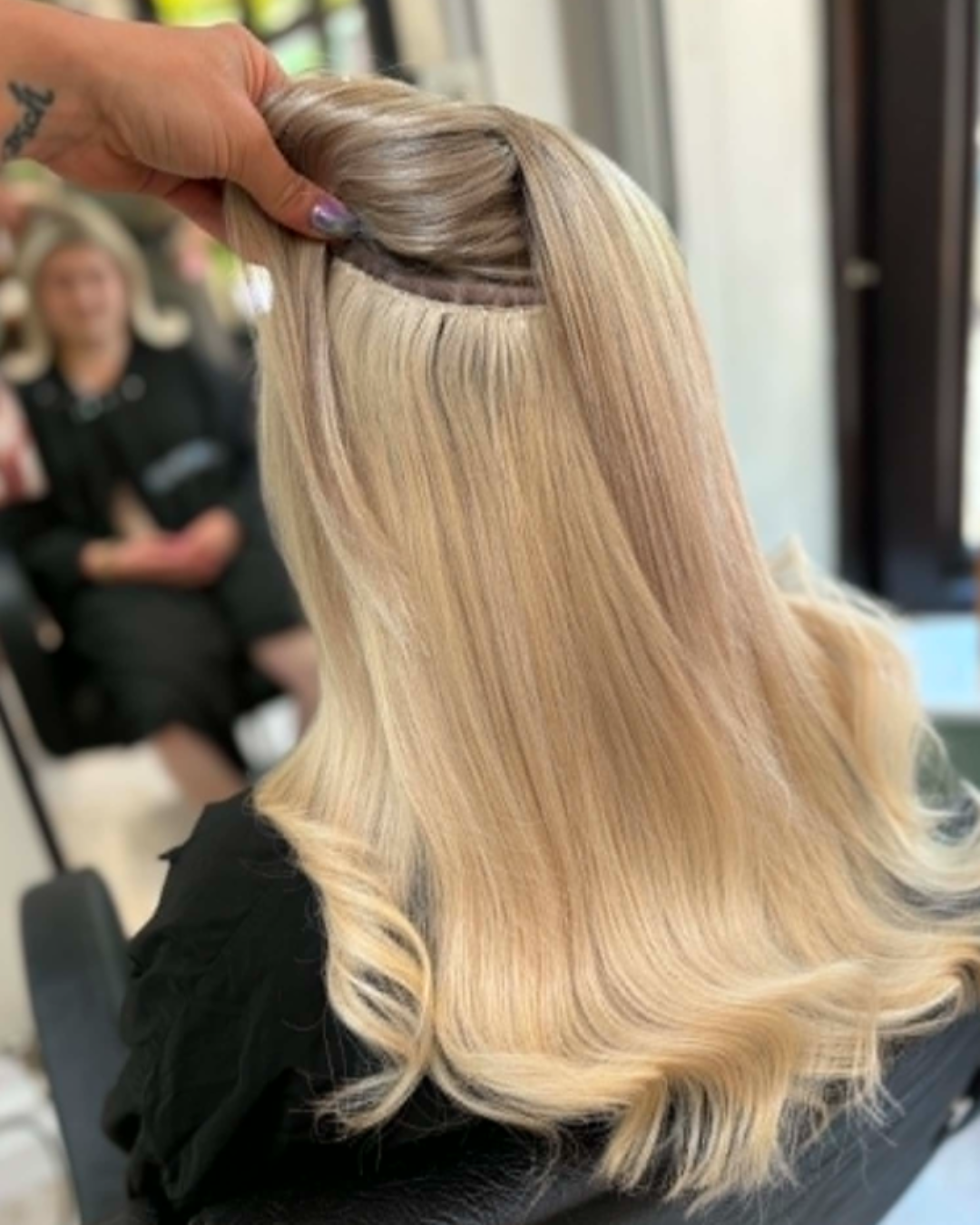 long, thicker, fuller blonde weft hair extensions